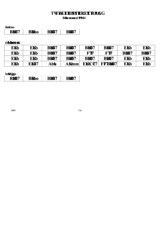 Bowman - Twelth Street Rag Chord Chart Printable pdf