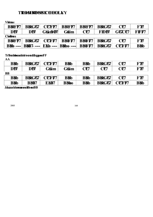 Trombone Cholly Jazz Chord Chart printable pdf download