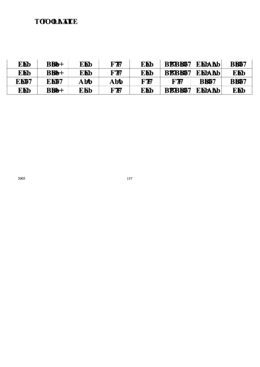 Jazz Chord Chart - Too Late printable pdf download