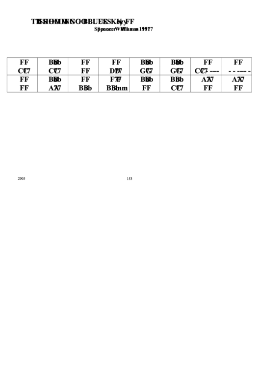 Jazz Chord Chart - Tishomingo Blues (Key F) Printable pdf