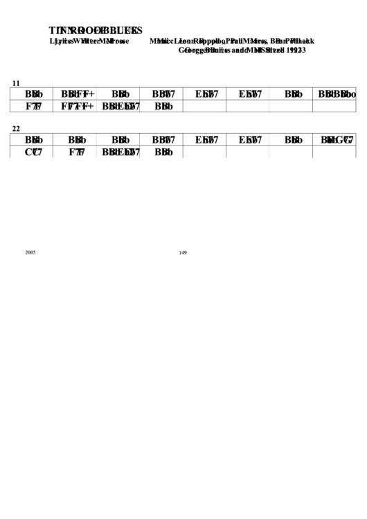 Tin Roof Blues Chord Chart Printable pdf