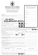 Form 3-1/0033 - Application For Visa - Republic Of Namibia