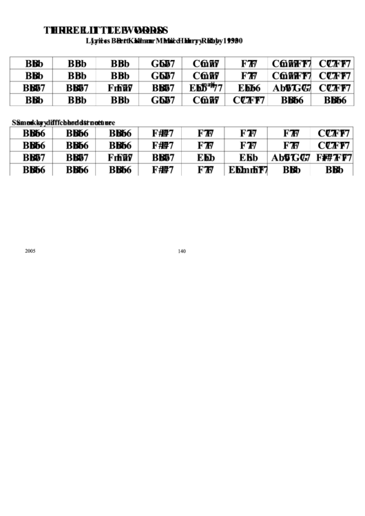 Three Little Words Chord Chart Printable pdf
