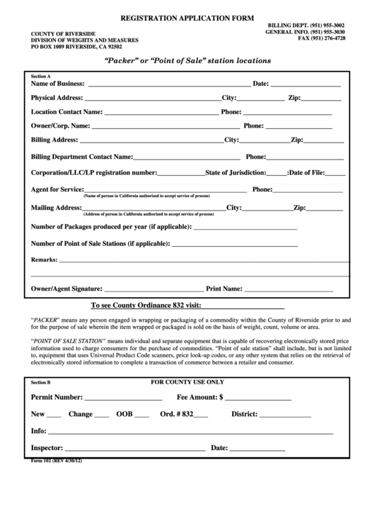 Fillable Registration Application Form Printable pdf