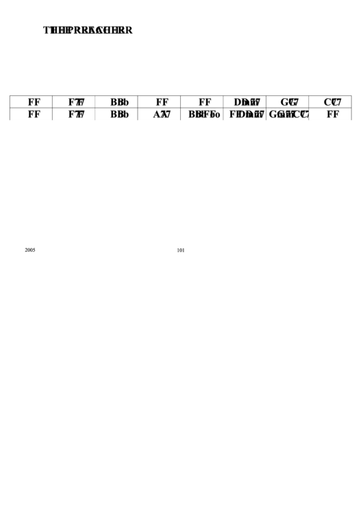 Jazz Chord Chart - The Preacher Printable pdf