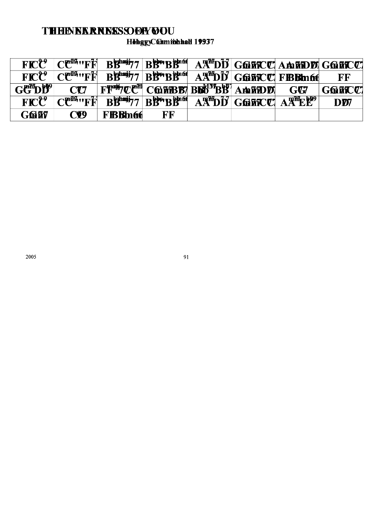 Hoagy Carmichael - The Nearness Of You Chord Chart Printable pdf