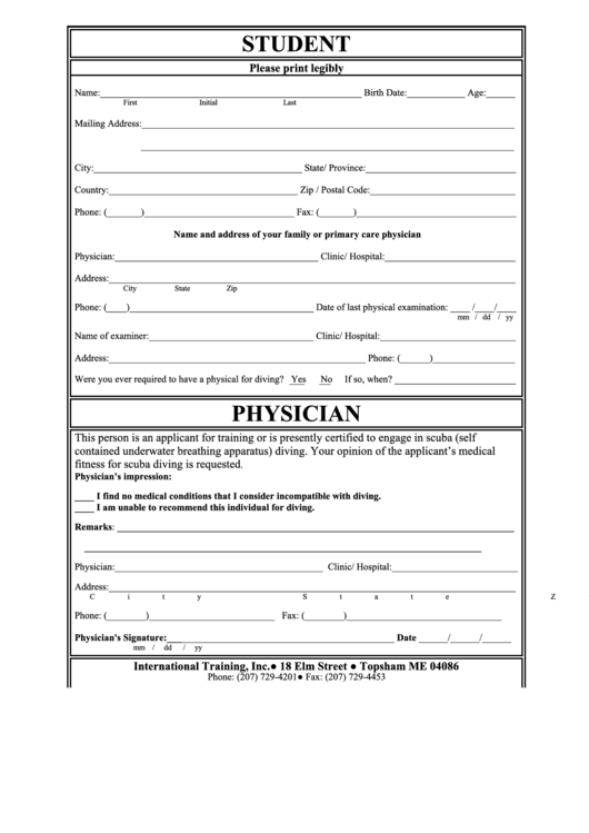 Sdi Physician Form Printable pdf
