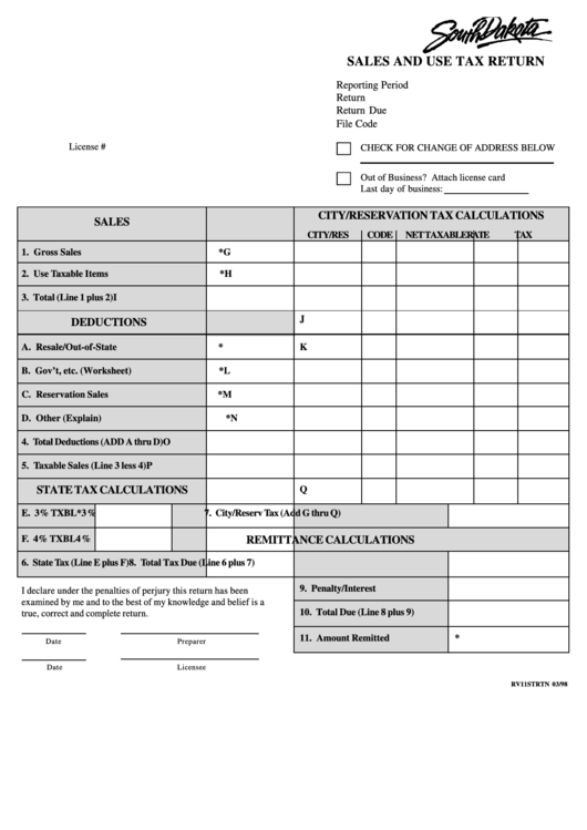 Form Mts - Sales And Use Tax Return Printable pdf