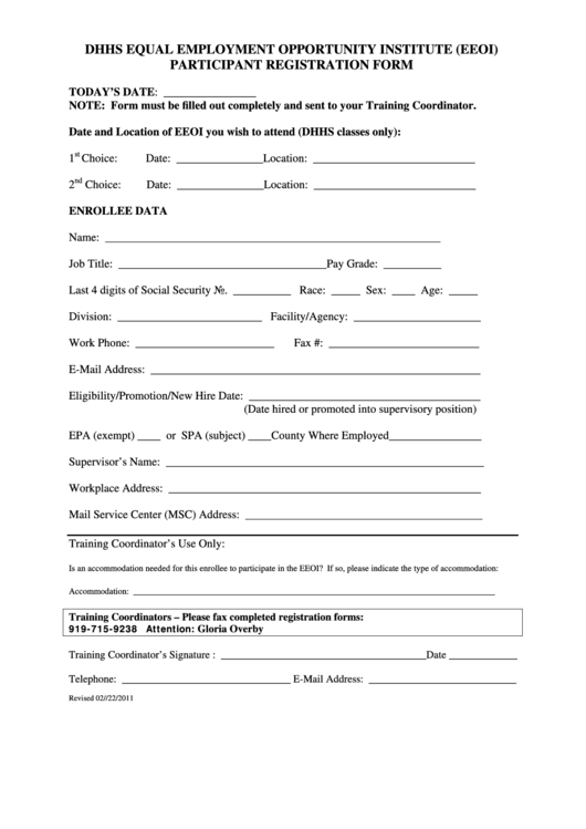 Fillable Dhhs Equal Employment Opportunity Institute Form Printable pdf