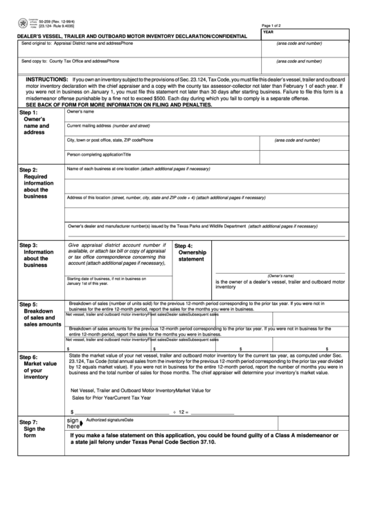 Fillable Form 50-259 - Dealer