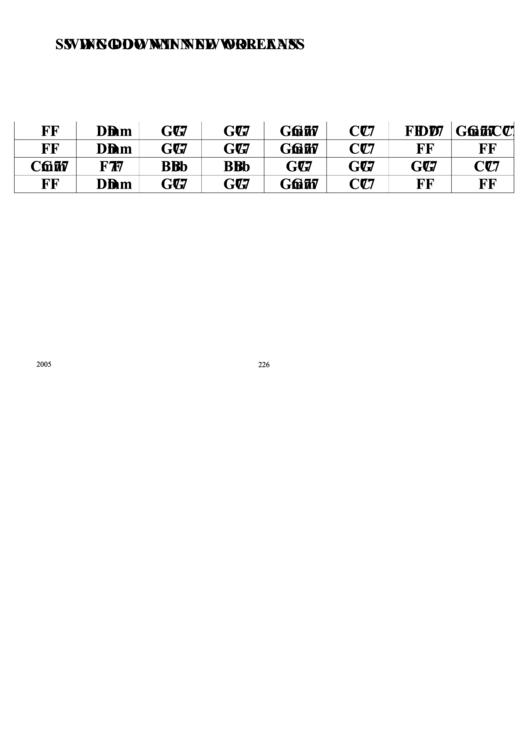 Swing Down In New Orleans Chord Chart Printable pdf