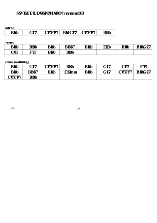 Sweet Love Man (Version B) Chord Chart Printable pdf