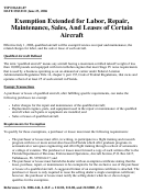 Exemption Extention Form For Labor, Repair, Maintenance, Sales, And Leases Of Certain Aircraft