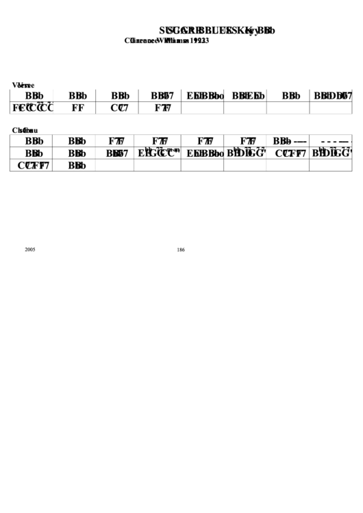 Jazz Chord Chart - Sugar Blues (Key Bb) Printable pdf
