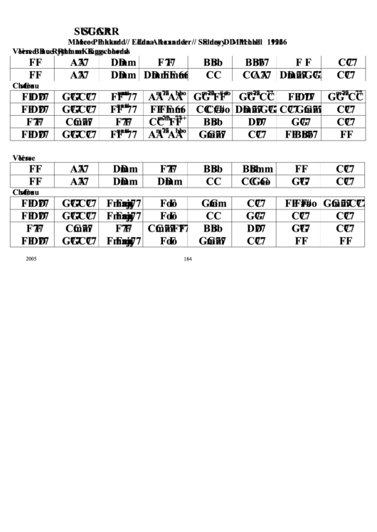 Sugar Chord Chart printable pdf download