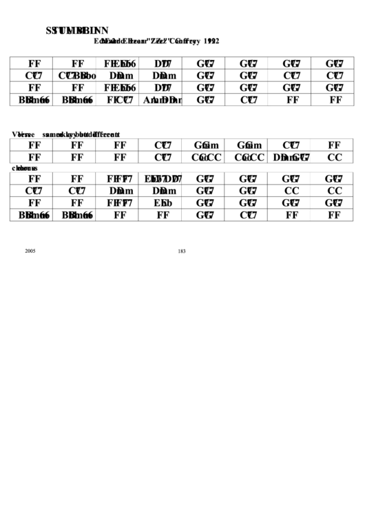 Stumblin Chord Chart printable pdf download