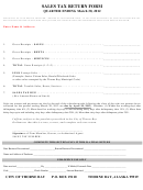 Sales Tax Return Form - City Of Thorne Bay - 2012