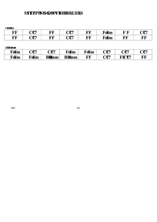Stepping On The Blues Chord Chart Printable pdf