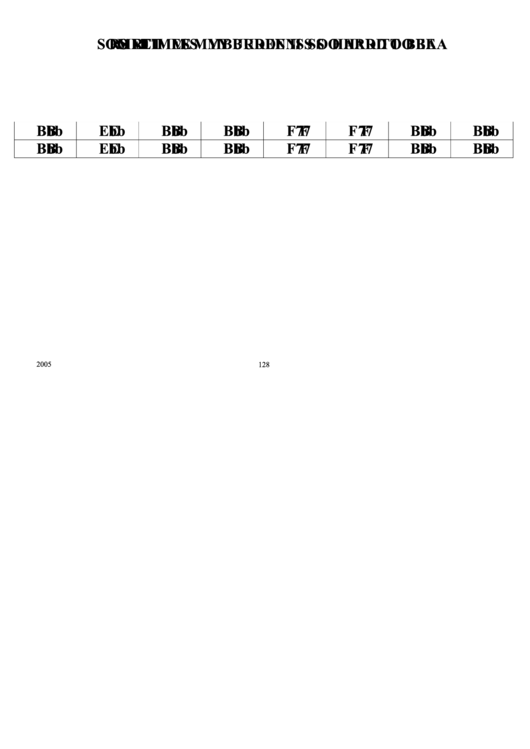 Jazz Chord Chart - Sometimes My Burden Is So Hard To Bear Printable pdf