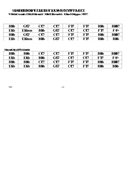 Somebody Else Is Taking My Place Chord Chart Printable pdf