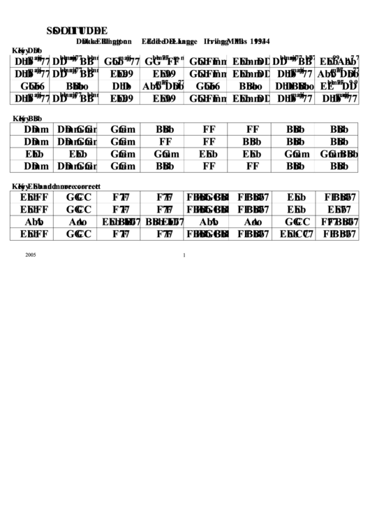 Jazz Chord Chart - Solitude Printable pdf