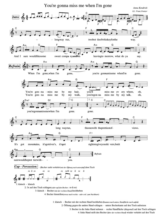 You'Re Gonna Miss Me When I'M Gone - Piano Sheet Music printable pdf