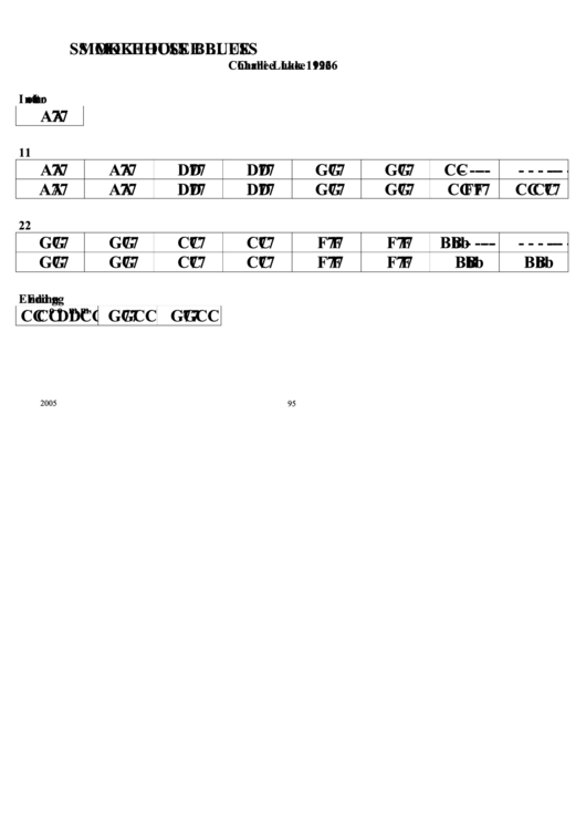 Smokehouse Blues Chord Chart Printable pdf