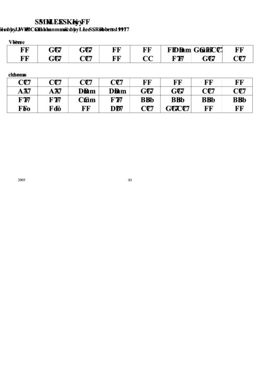 Smiles (Key F) Chord Chart Printable pdf