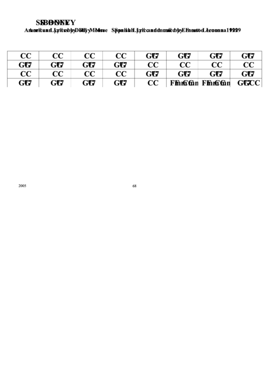 Jazz Chord Chart - Siboney Printable pdf