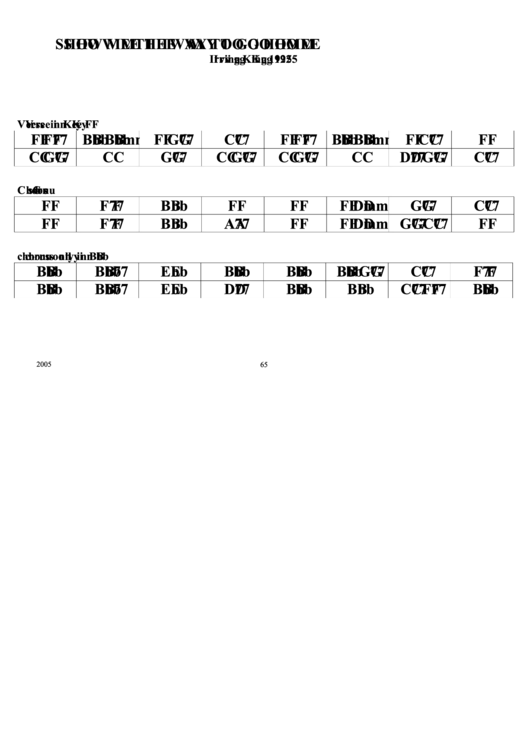 Irving King - Show Me The Way To Go Home Chord Chart Printable pdf