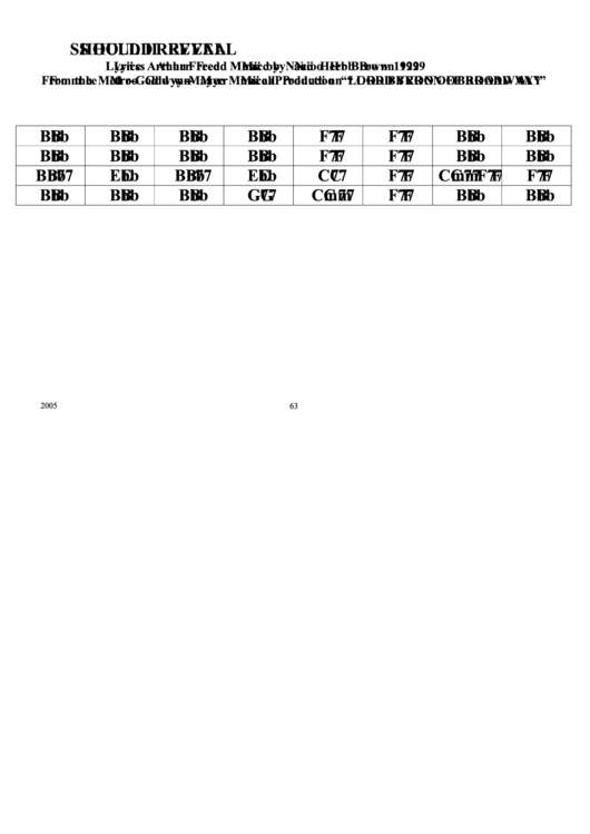 Jazz Chord Chart - Should I Reveal Printable pdf