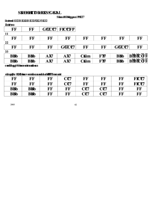 Jazz Chord Chart - Short Dress Gal Printable pdf
