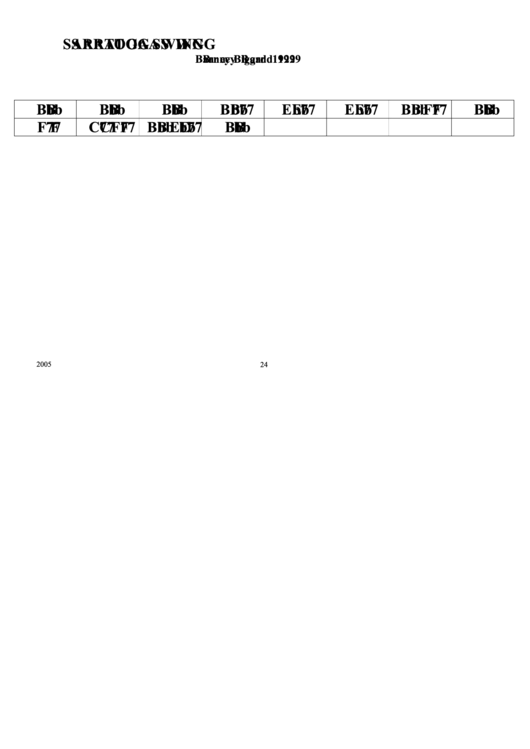 Jazz Chord Chart - Saratoga Swing Printable pdf