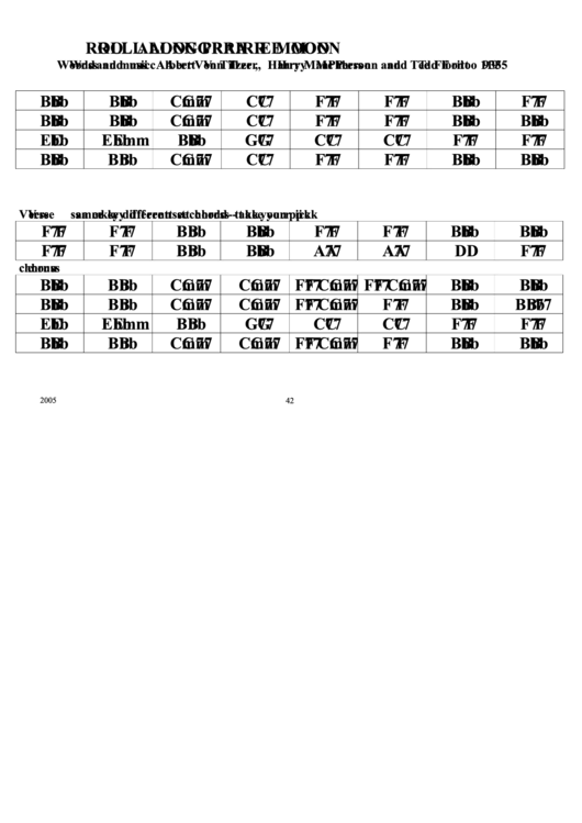 Roll Along Praire Moon Chord Chart Printable pdf
