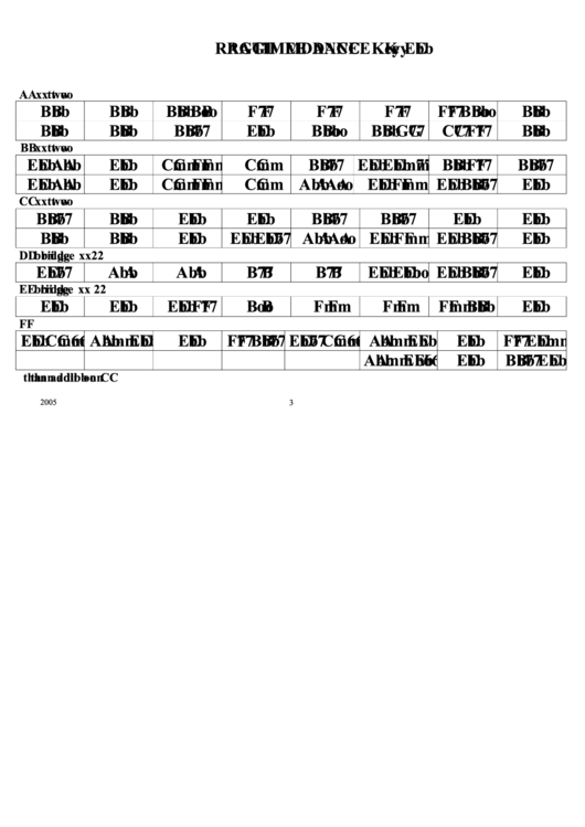 Ragtime Dance (Key Eb) Chord Chart Printable pdf