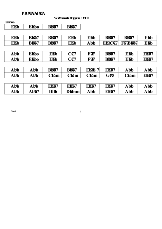 Panama Jazz Chord Chart Printable pdf