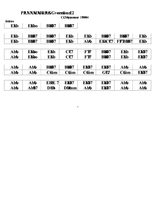 Panama Rag (C. Seymour) Chord Chart Printable pdf