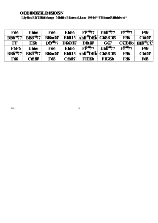 Jazz Chord Chart - Old Devil Moon Printable pdf