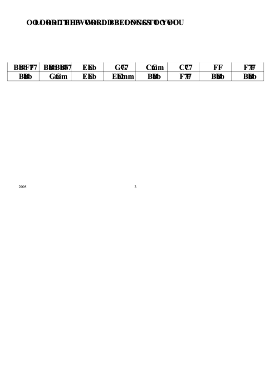 O Lord The World Belongs To You Chord Chart Printable pdf