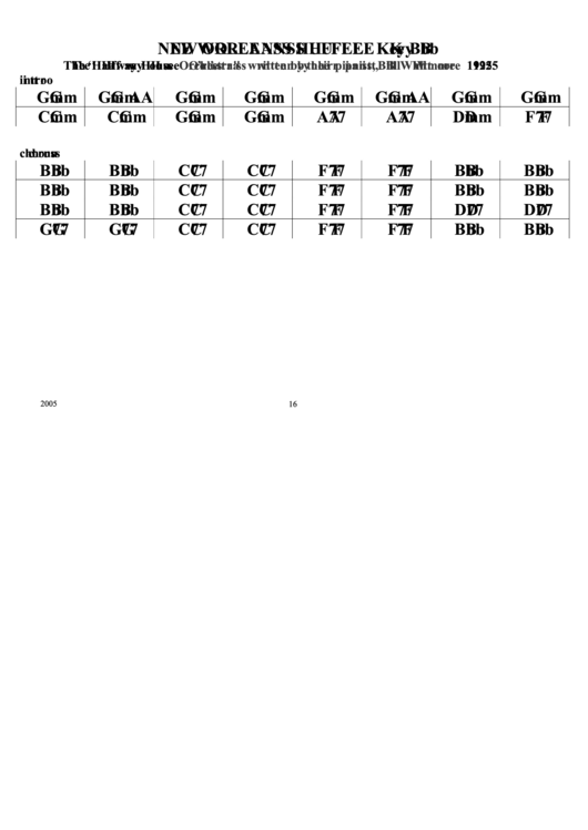 New Orleans Shuffle (Key Bb) Chord Chart Printable pdf