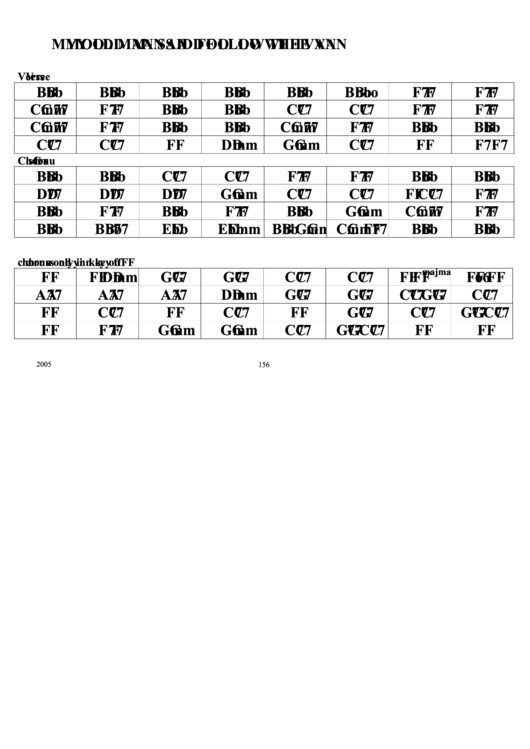 My Old Man Said Follow The Van Chord Chart Printable pdf