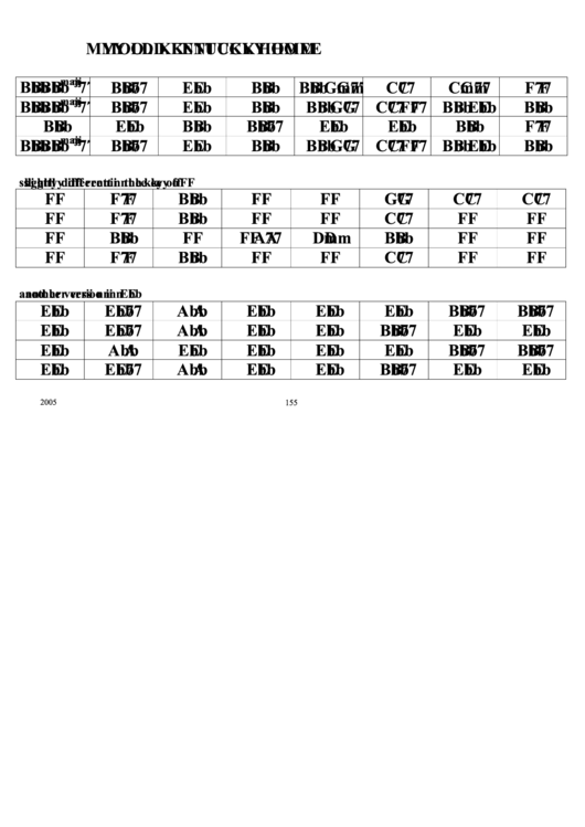 My Old Kentucky Home Jazz Chord Chart Printable pdf