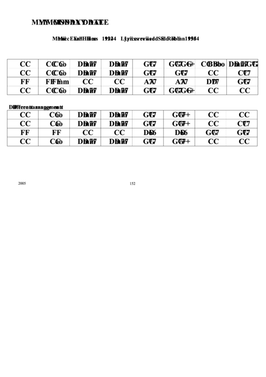 My Monday Date Chord Chart Printable pdf