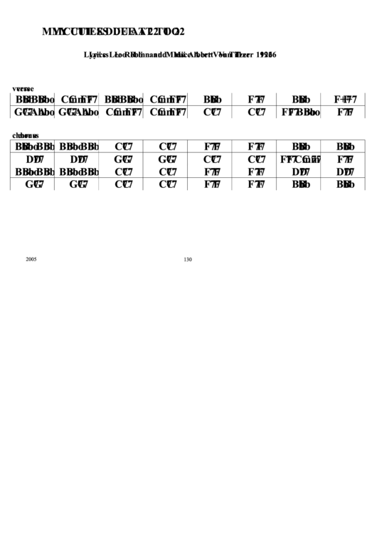 My Cuties Due At 2 To 2 Chord Chart Printable pdf