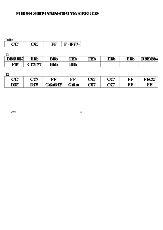 Midnight Mama Tom Cat Blues Chord Chart Printable pdf
