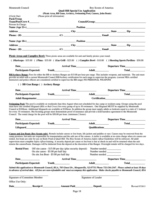 Special Use Application Form Printable pdf