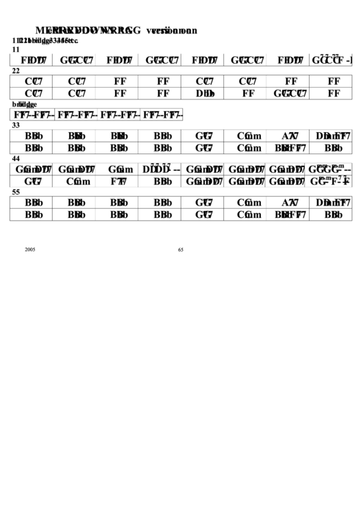 Merrydown Rag (Version One) Chord Chart Printable pdf