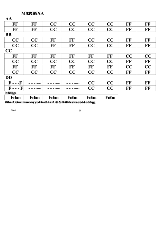 Jazz Chord Chart - Marina Printable pdf