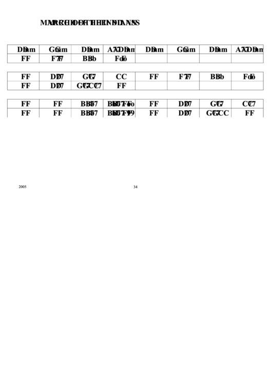 March Of The Indians Chord Chart Printable pdf