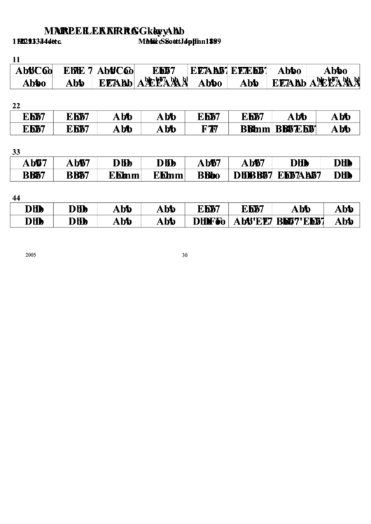 Maple Leaf Rag (Key Ab) Chord Chart Printable pdf